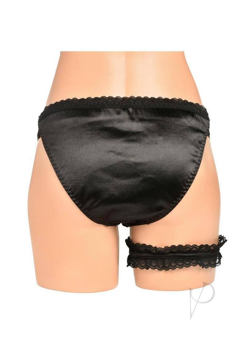 Bedroom Bliss Jolie Strap-On Panty Harness and Garter - Large - Black