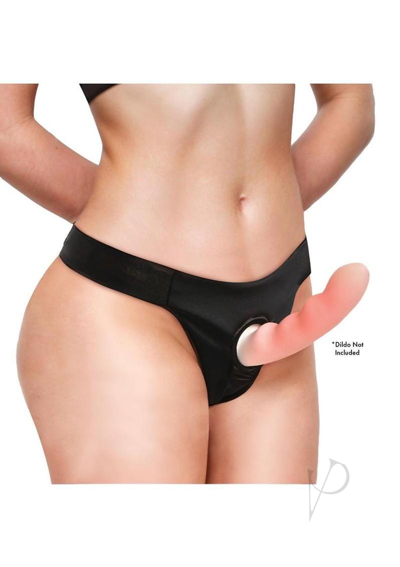 Bedroom Bliss Chérie Thong Strap-On Panty Harness - Large - Black