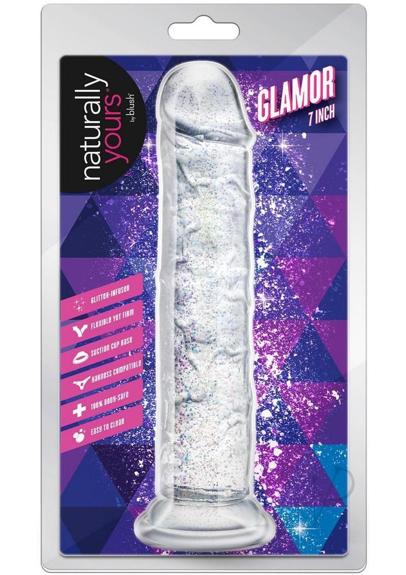 Naturally Yours Glamor Dildo 7in - Sparkling Clear