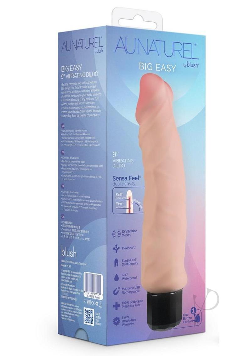 Au Naturel Big Easy Vibrating Dildo 9in - Vanilla