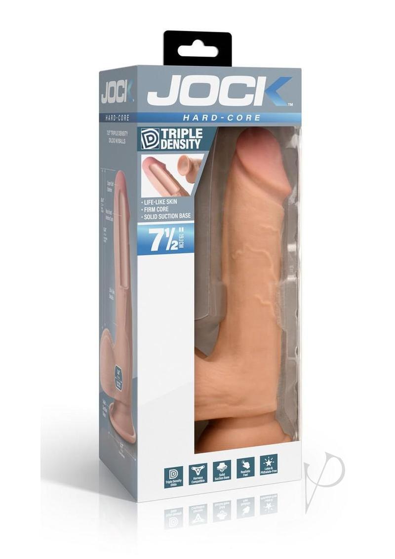 Jock Hard Core Triple Density Dildo with Balls 7.5in - Vanilla