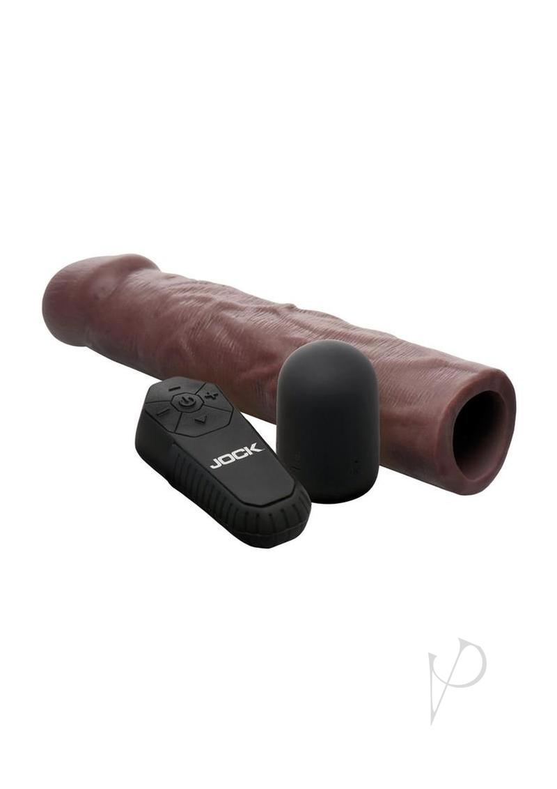 Jock Enhancers Vibrating Penis Extension Sleeve with Remote Control - Caramel