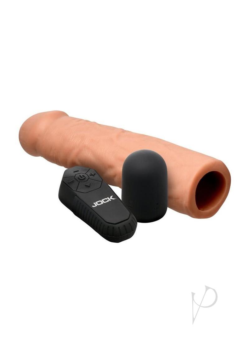 Jock Enhancers Vibrating Penis Extension Sleeve with Remote Control - Vanilla