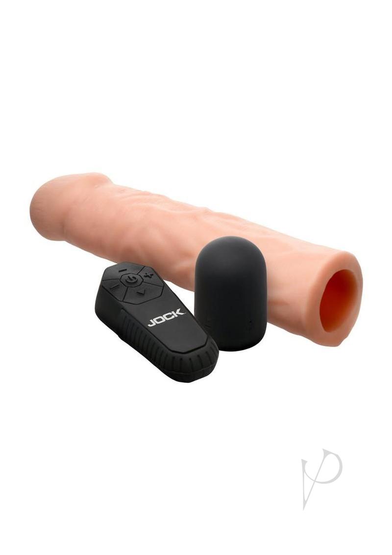 Jock Enhancers Vibrating Penis Extension Sleeve with Remote Control - Chocolate
