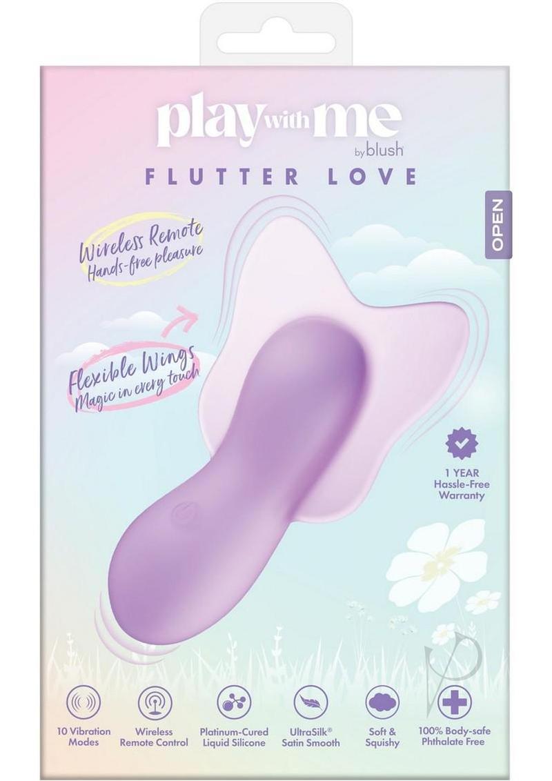 Play With Me Flutter Love Rechargeable Silicone Clitoral Vibrator - Purple