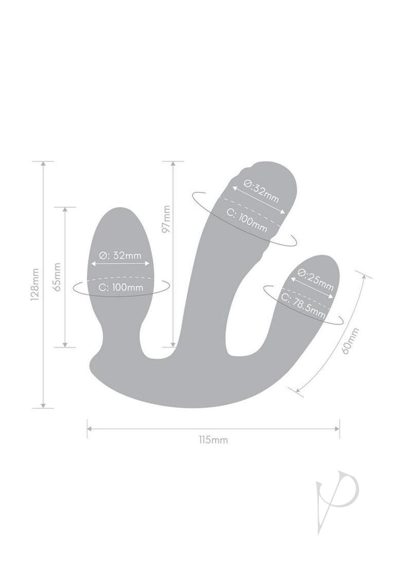 Together Blended Pleasure Rechargeable Silicone Triple Pronged Vibrator with Remote Control - Purple