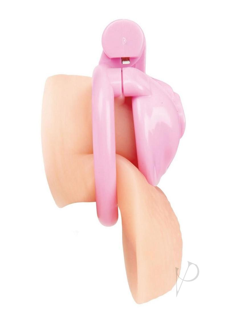 Blueline Bitchboy Degrading Mini Chastity Cage with Pussy Shape - Pink