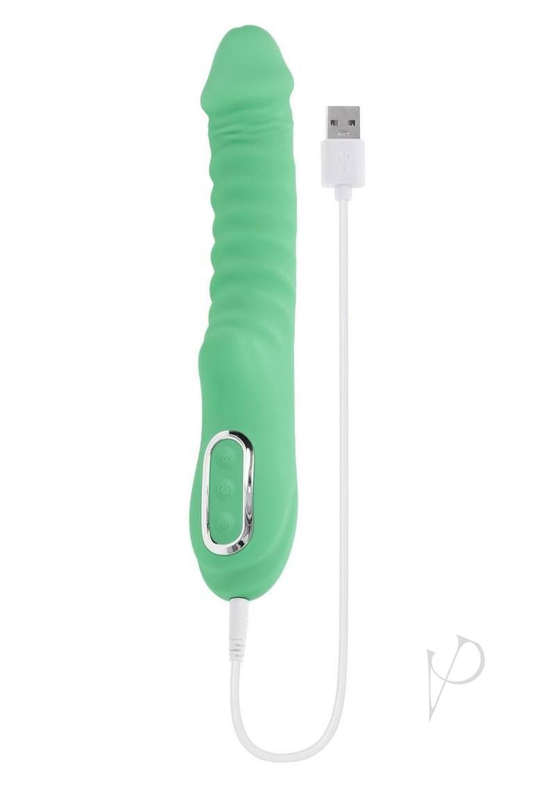 Full Throttle Rechargeable Silicone Warming Vibrator - Green