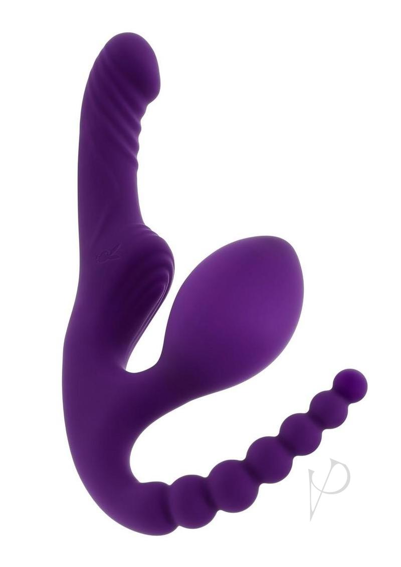 Playboy Hug It Out Rechargeable Silicone Inflatable Triple Stimulation Vibrator with Remote - Purple