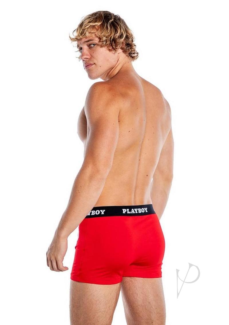 Playboy Mens Varsity Boxer Briefs - Red/White - 2XLarge