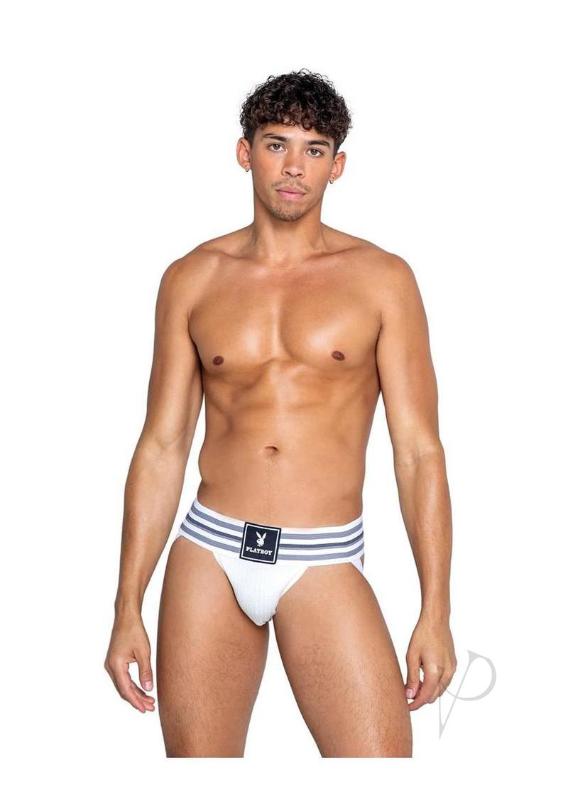 Playboy Mens Locker Room Classic Jock - Large - White