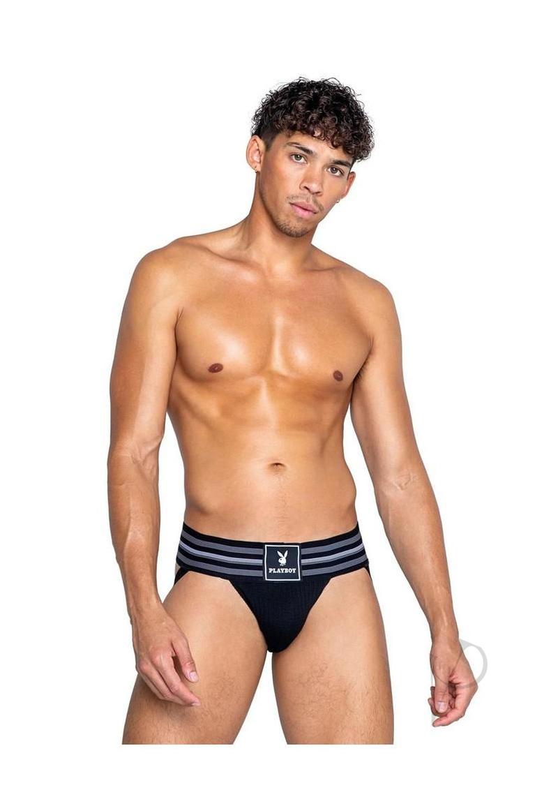 Playboy Mens Locker Room Classic Jock - Small - Black
