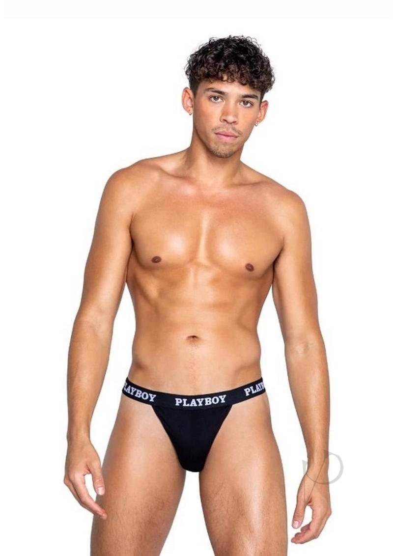 Playboys Mens Modal Gym Thong - Small - Black/White