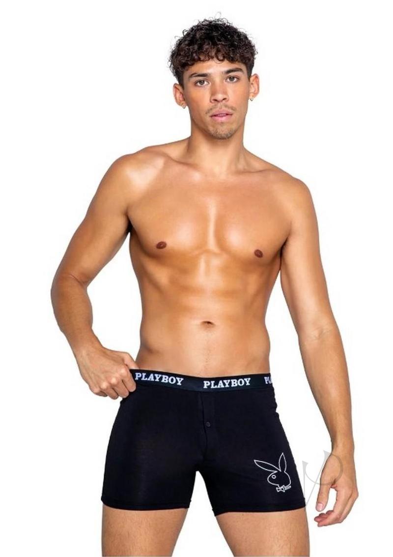 Playboy Mens Tuxedo Classic Boxer - Large - Black/White