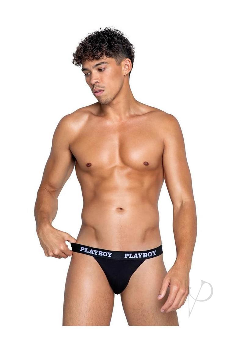 Playboys Mens Modal Jockstrap - XLarge - Black/White
