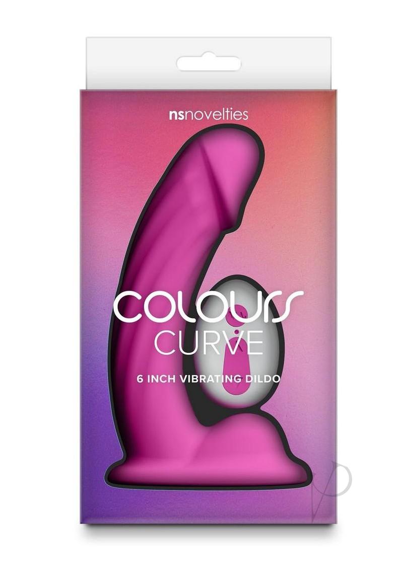 Colours Curve Silicone Vibrating Dildo with Remote Control 6in - Pink