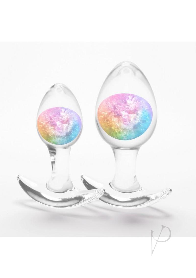 Cosmic Glams Silicone Anal Plug Kit (2pc Set) - Rainbow
