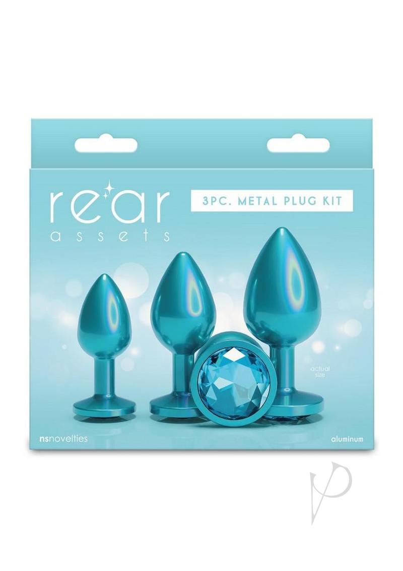 Rear Assets Tapered Trainer Chrome Plated Anal Plugs Kit (3pc Set) - Teal