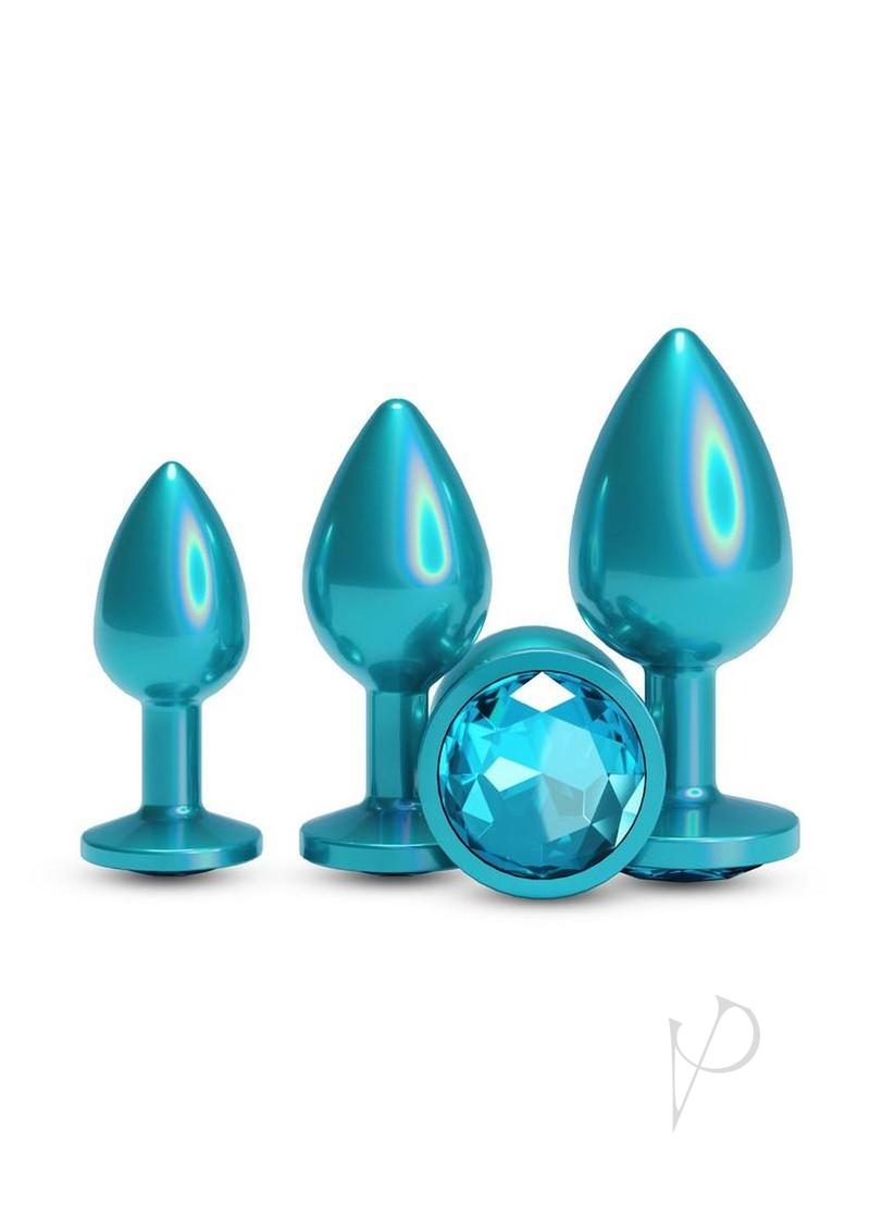 Rear Assets Tapered Trainer Chrome Plated Anal Plugs Kit (3pc Set) - Teal
