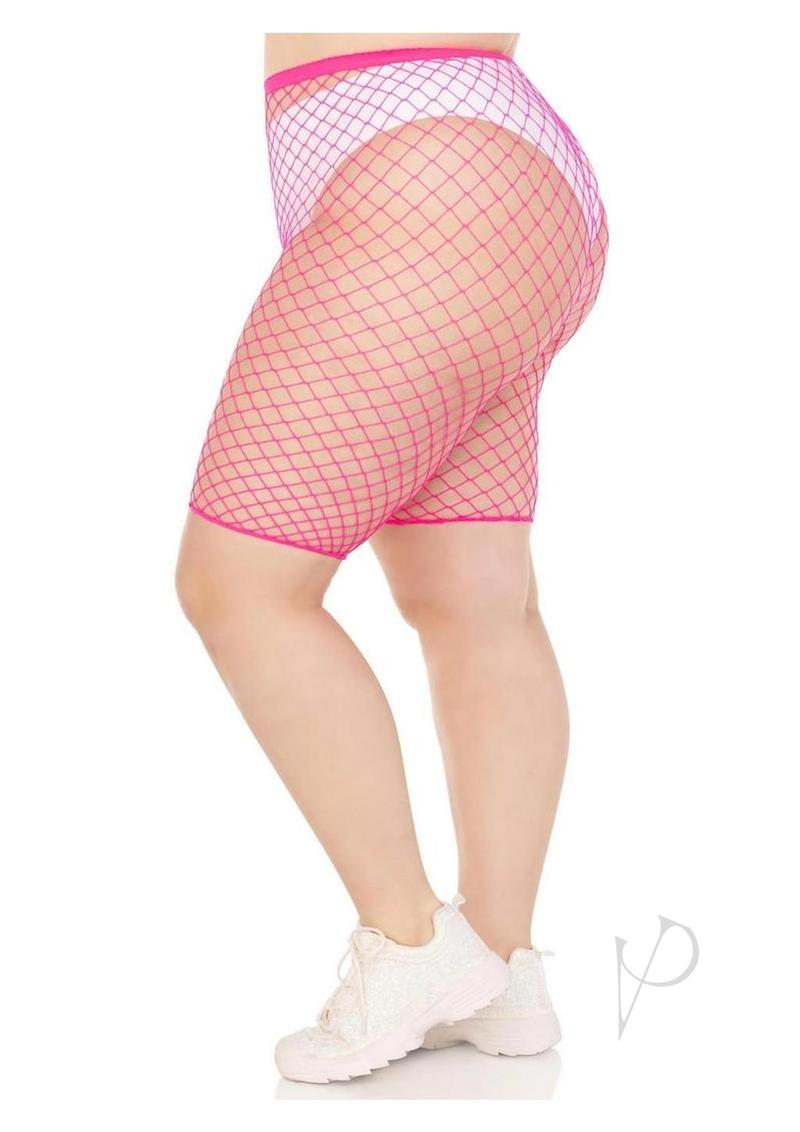 Leg Avenue Plus Size Industrial Net Biker Shorts - 1X-2X - Pink