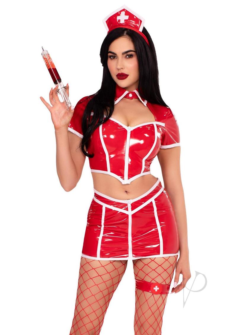 Leg Avenue Red Alert Nurse Costume (4 Piece) - Red - Small