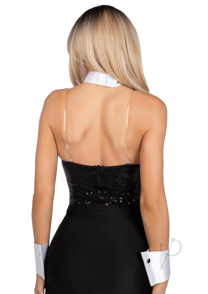 Leg Avenue Tuxedo Kit Includes Bow Tie Collar and Cuffs (2 Piece) - White/Black