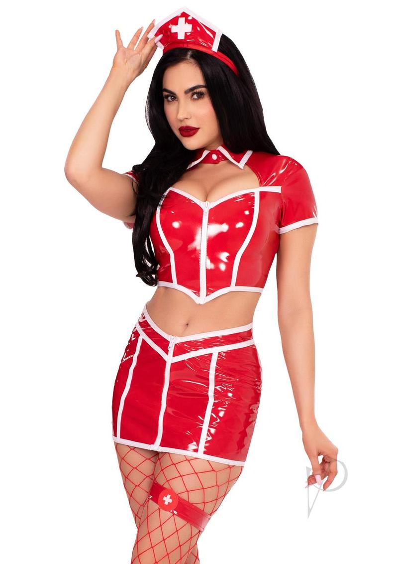 Leg Avenue Red Alert Nurse Costume (4 Piece) - Red - Medium