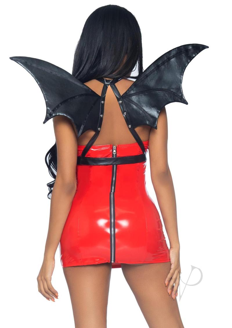 Leg Avenue Bat Wing Body Harness Faux Leather - O/S - Black