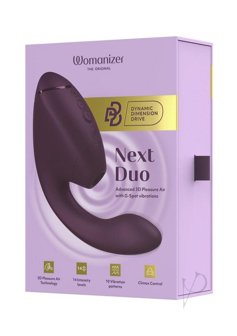 Womanizer Next Duo Rechargeable Silicone Dual G-Spot and Clitoral Stimulator - Dark Purple