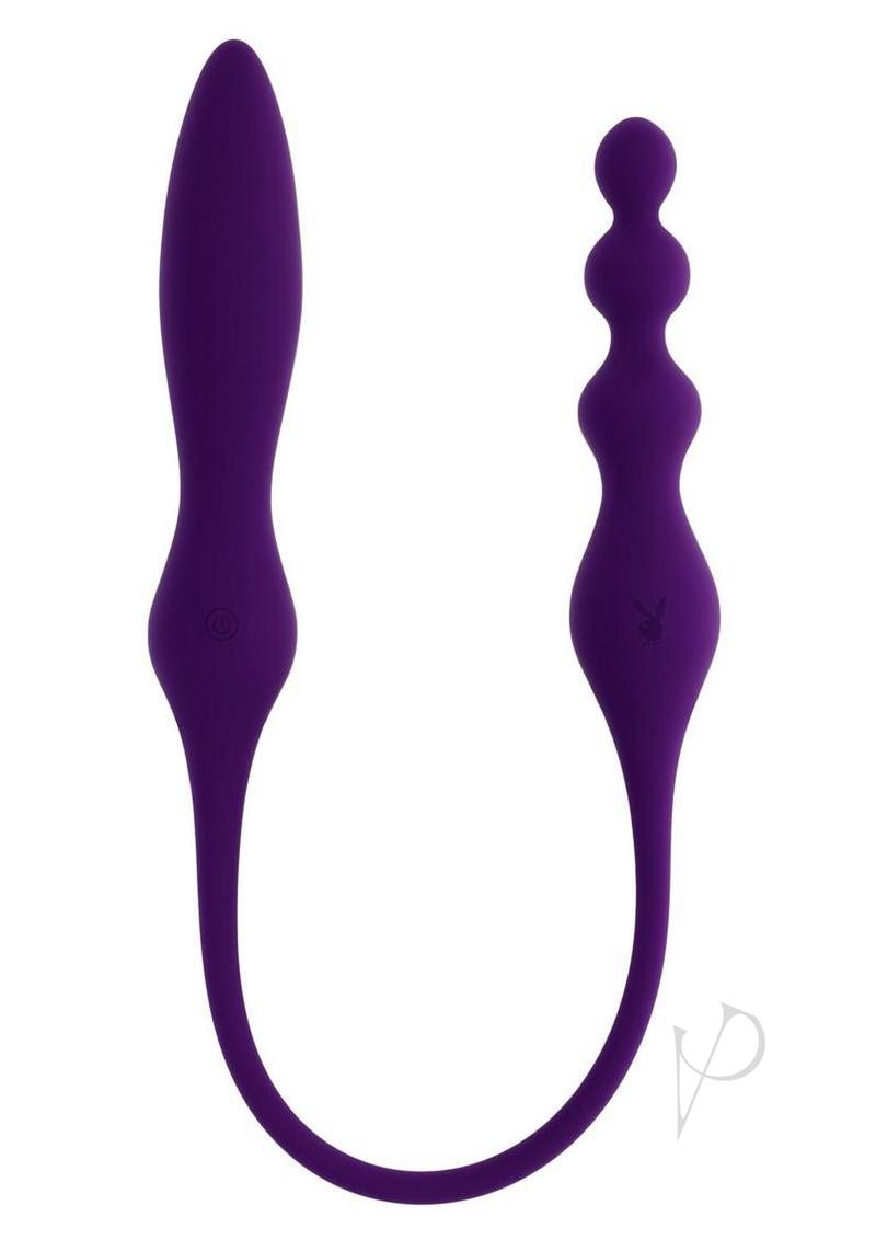 Playboy This and That Rechargeable Silicone Dual End Anal Plug and Vibrator - Purple