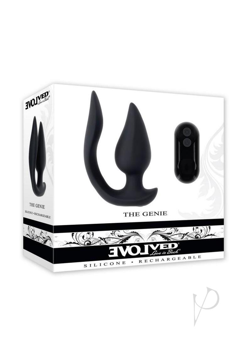 The Genie Rechargeable Silicone Multi-play Vibrator with Remote - Black