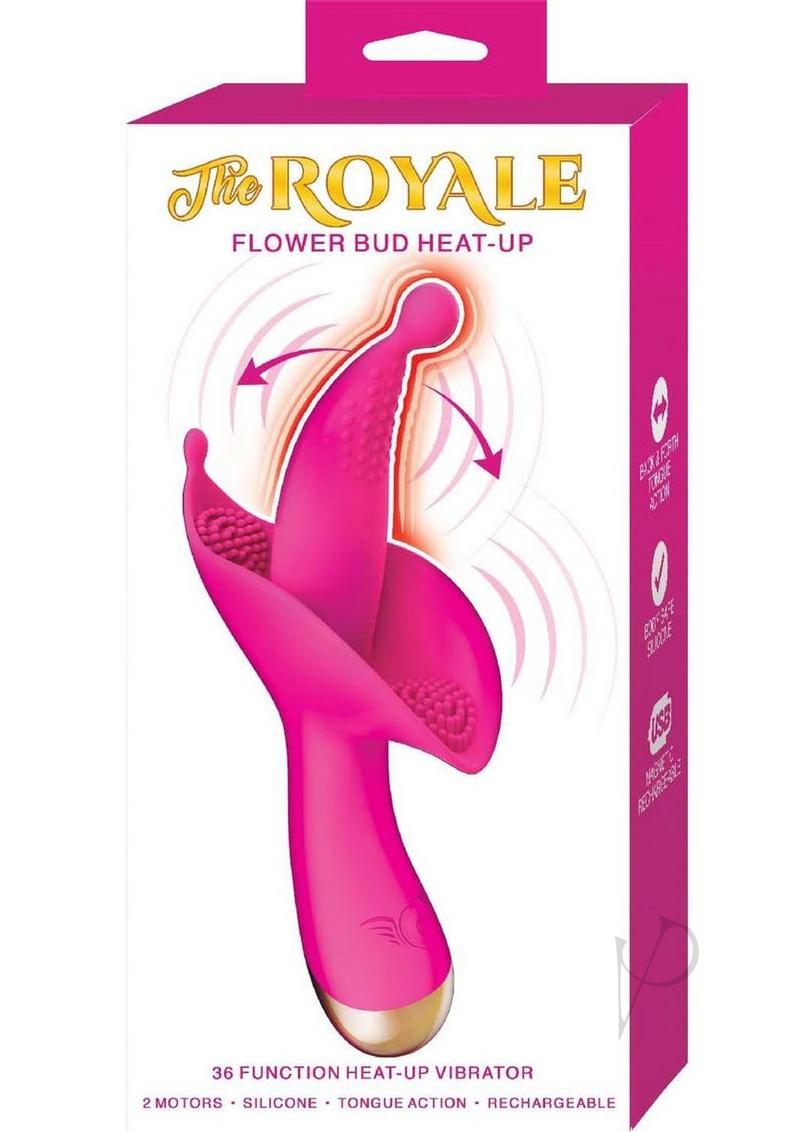 The Royal Flower Bud Heat-Up Rechargeable Silicone Warming Vibrator - Pink