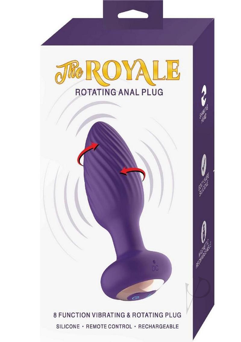 The Royal Rotating Anal Plug Rechargeable Silicone with Remote - Purple