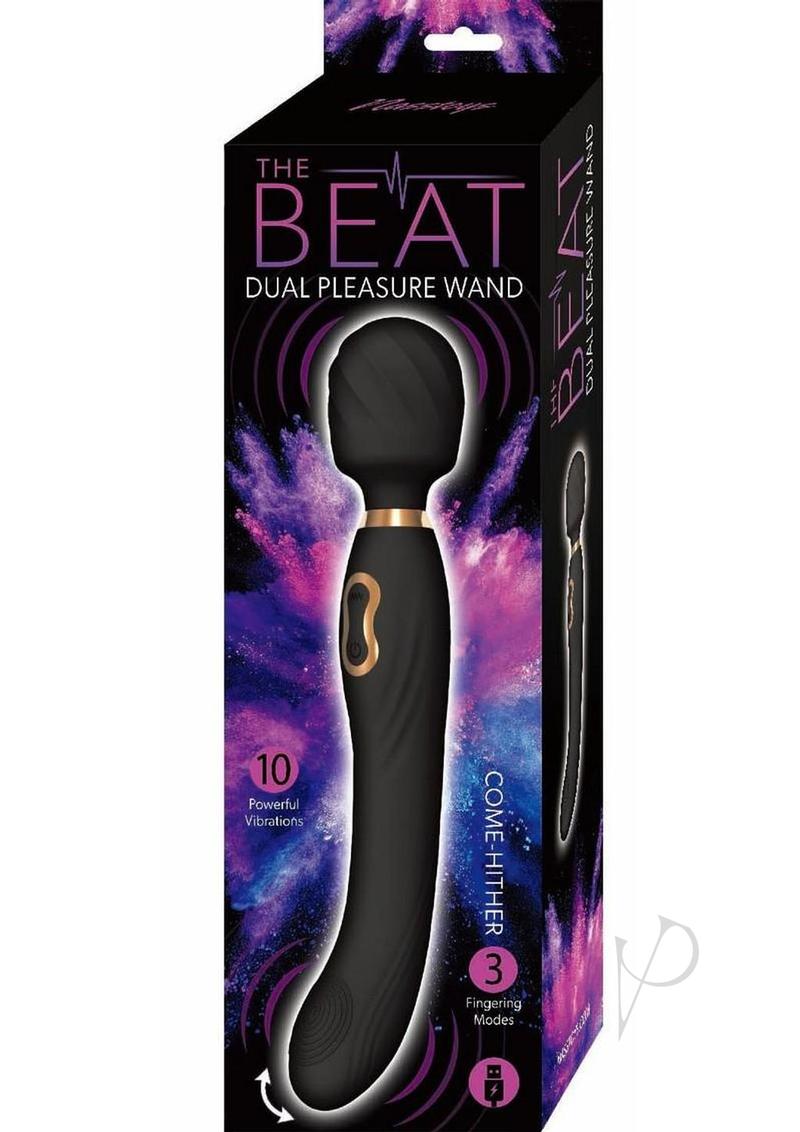 The Beat Dual Pleasure Wand Rechargeable Silicone Wand Massager - Black