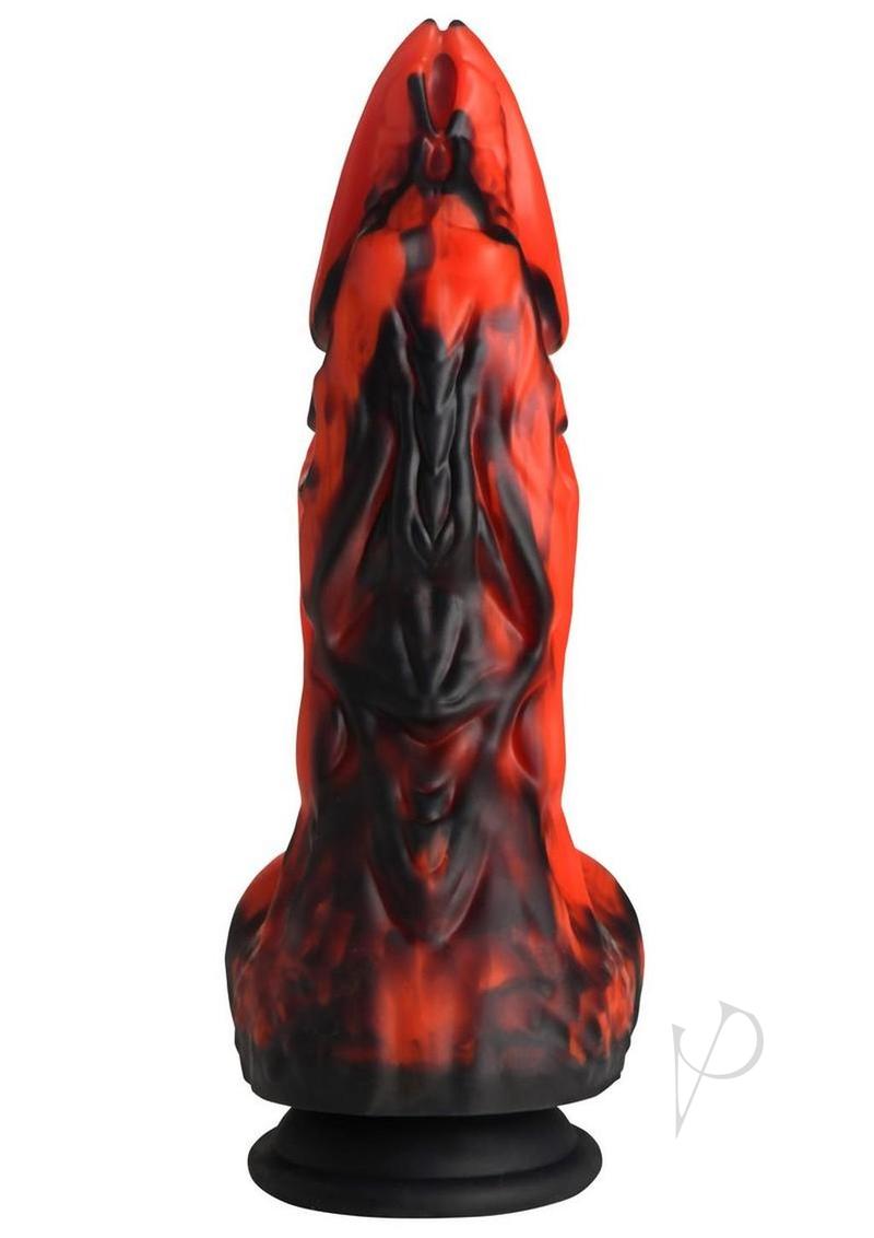Dragon Thrust Rechargeable Silicone Thrusting and Vibrating Dildo - Red/Black