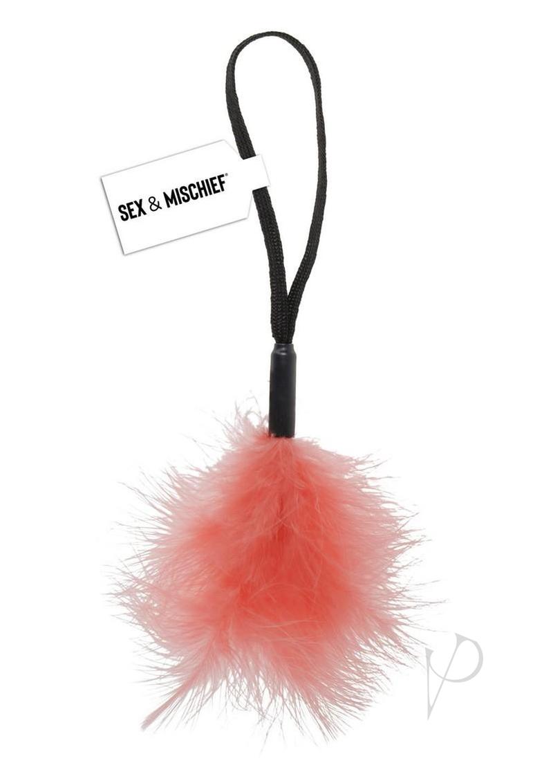 Sex and Mischief Peaches N CreaMe Wrist Feather Tickler - Orange/Black