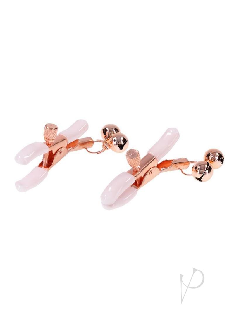 Sex and Mischief Peaches N CreaMe Bell Nipple Clamps - Rose Gold