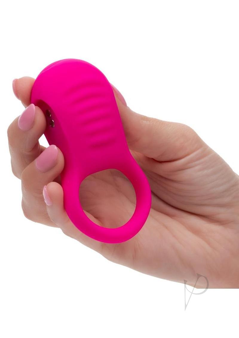 Basic Essentials Rechargeable Ridge Rider Silicone Cock Ring - Pink