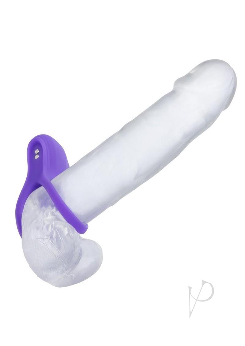 Basic Essentials Rechargeable Silicone Dual Support Cock Ring - Purple