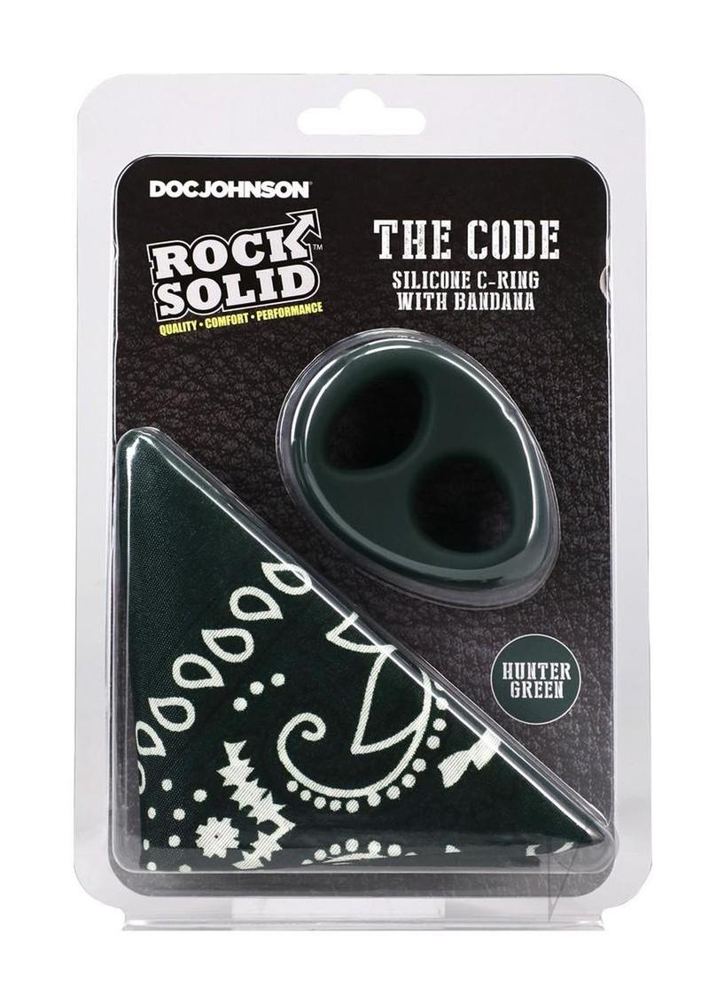 Rock Solid The Code Silicone Cock Ring with Bandana - Green/Black