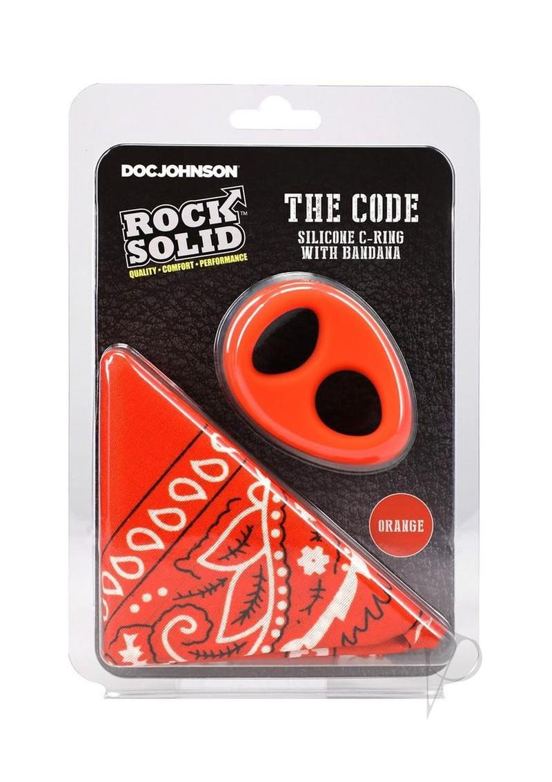 Rock Solid The Code Silicone Cock Ring with Bandana - Orange/Black