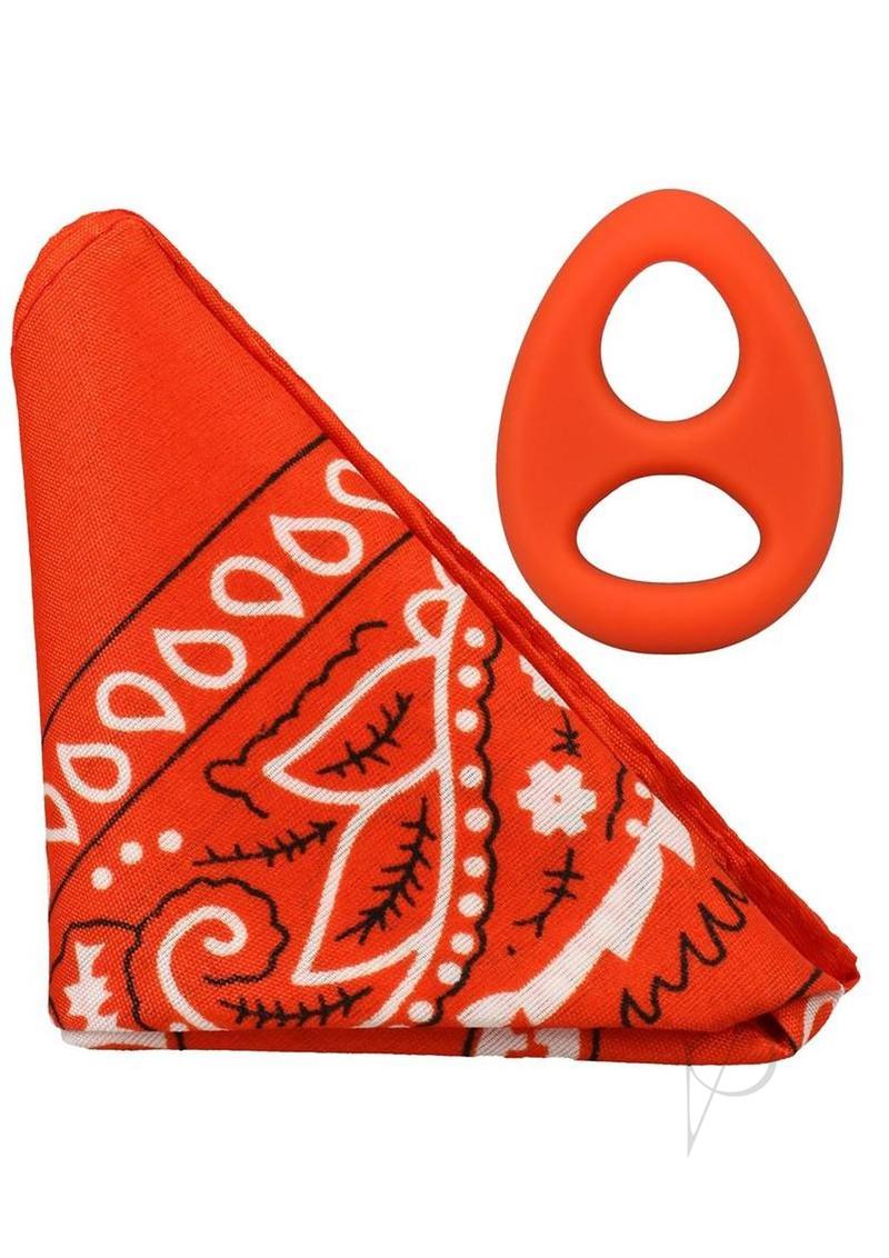 Rock Solid The Code Silicone Cock Ring with Bandana - Orange/Black