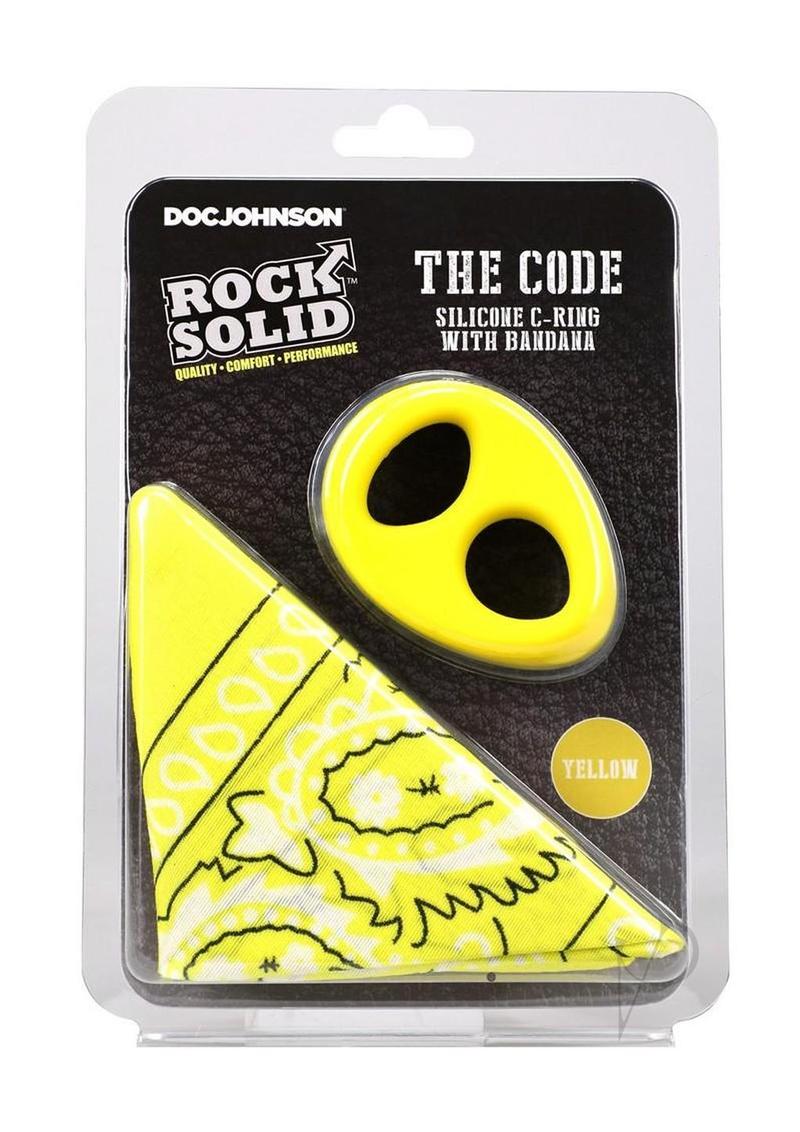 Rock Solid The Code Silicone Cock Ring with Bandana - Yellow/Black