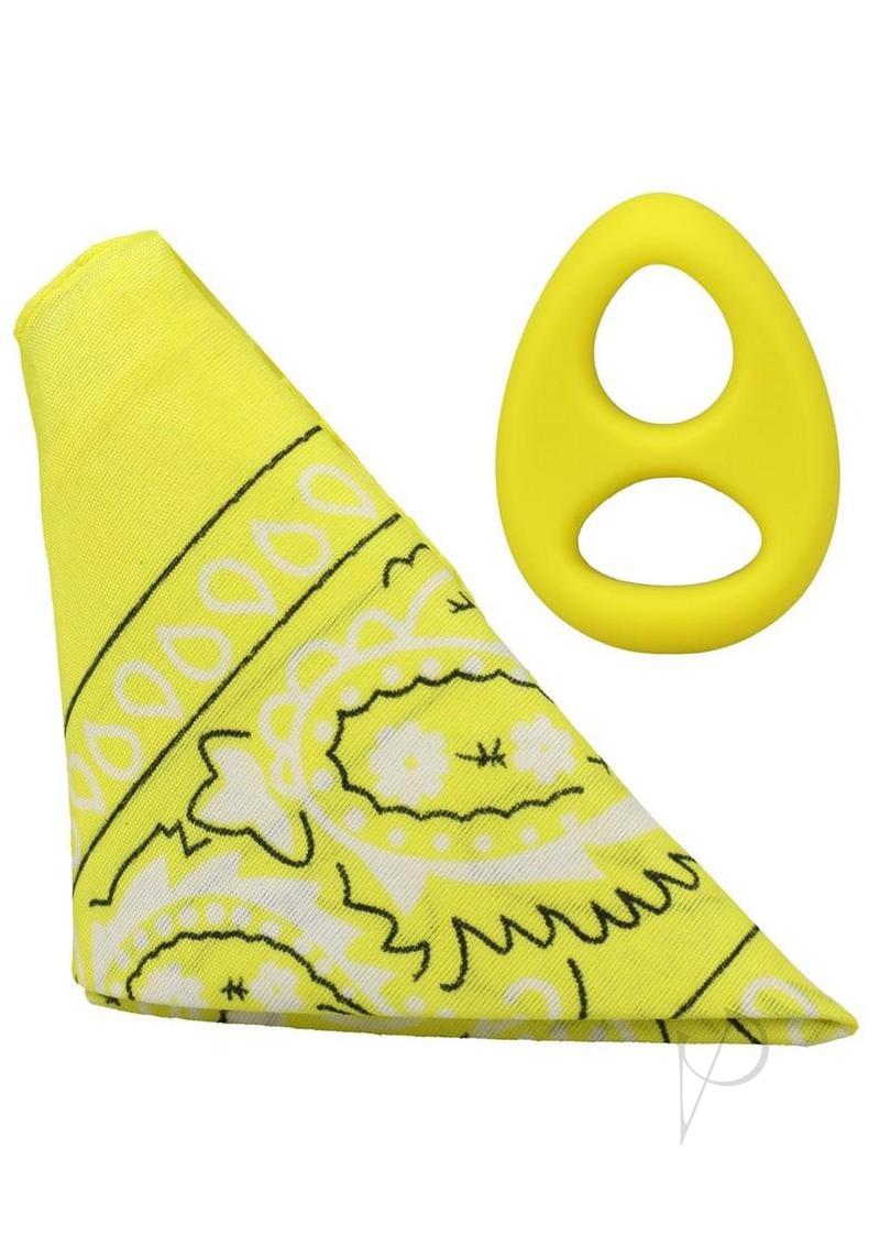 Rock Solid The Code Silicone Cock Ring with Bandana - Yellow/Black
