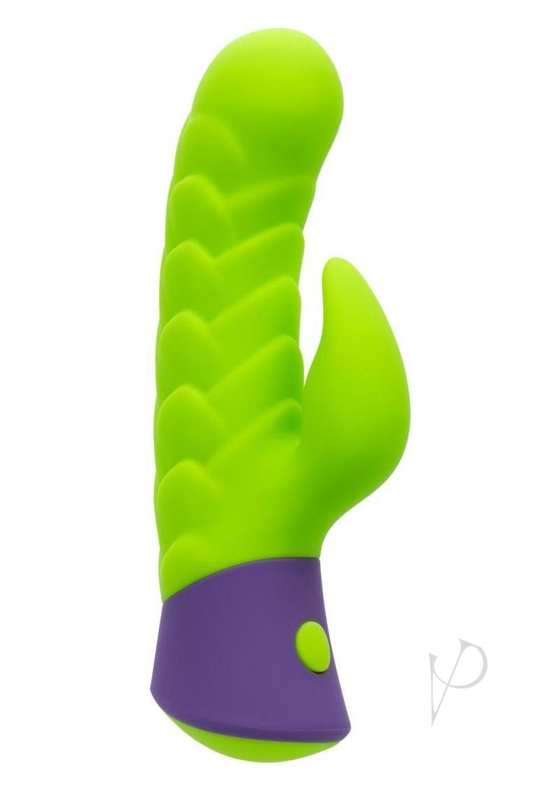 Rave Dragon G Rechargeable Silicone Rabbit Vibrator - Green/Purple