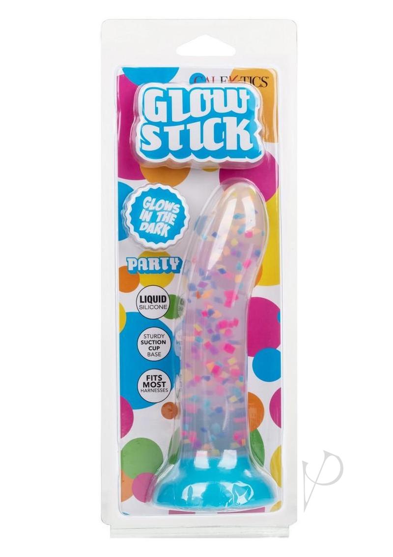 Glow Stick Party Silicone Glow-In-The-Dark Dildo with Suction - Blue