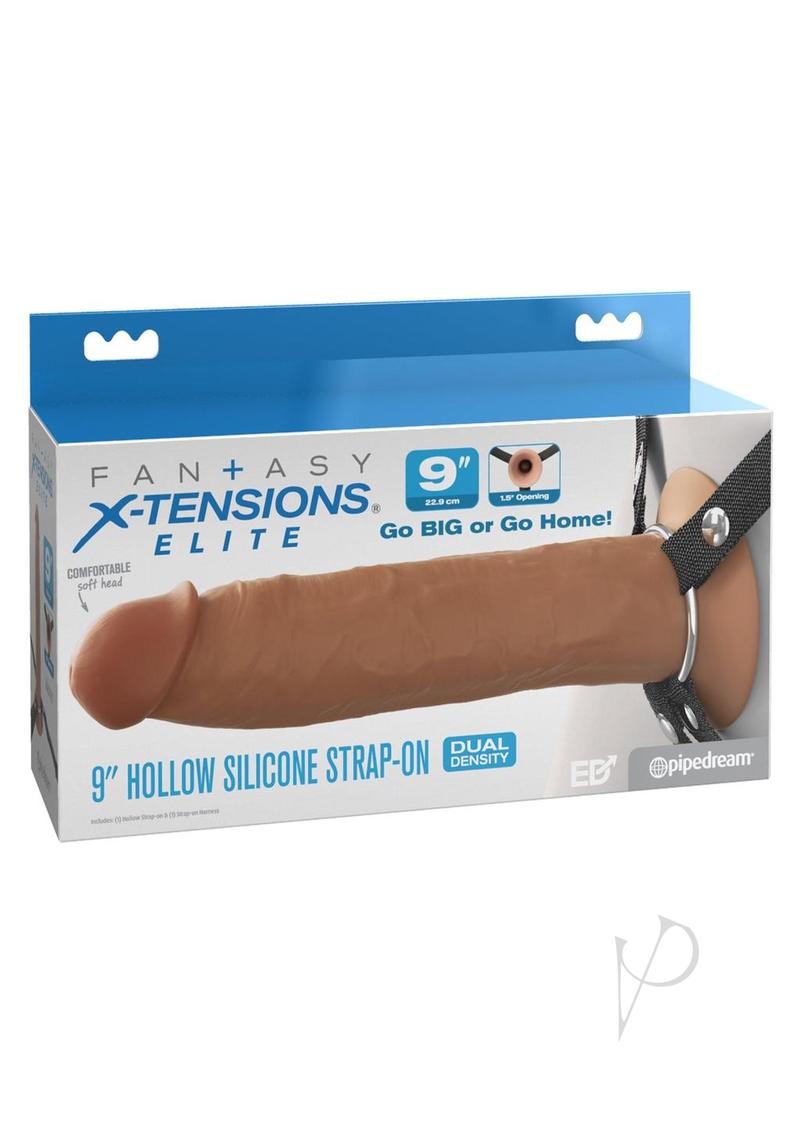 Fantasy X-Tensions Elite Silicone Dual Density Hollow Strap-On 9in - Caramel