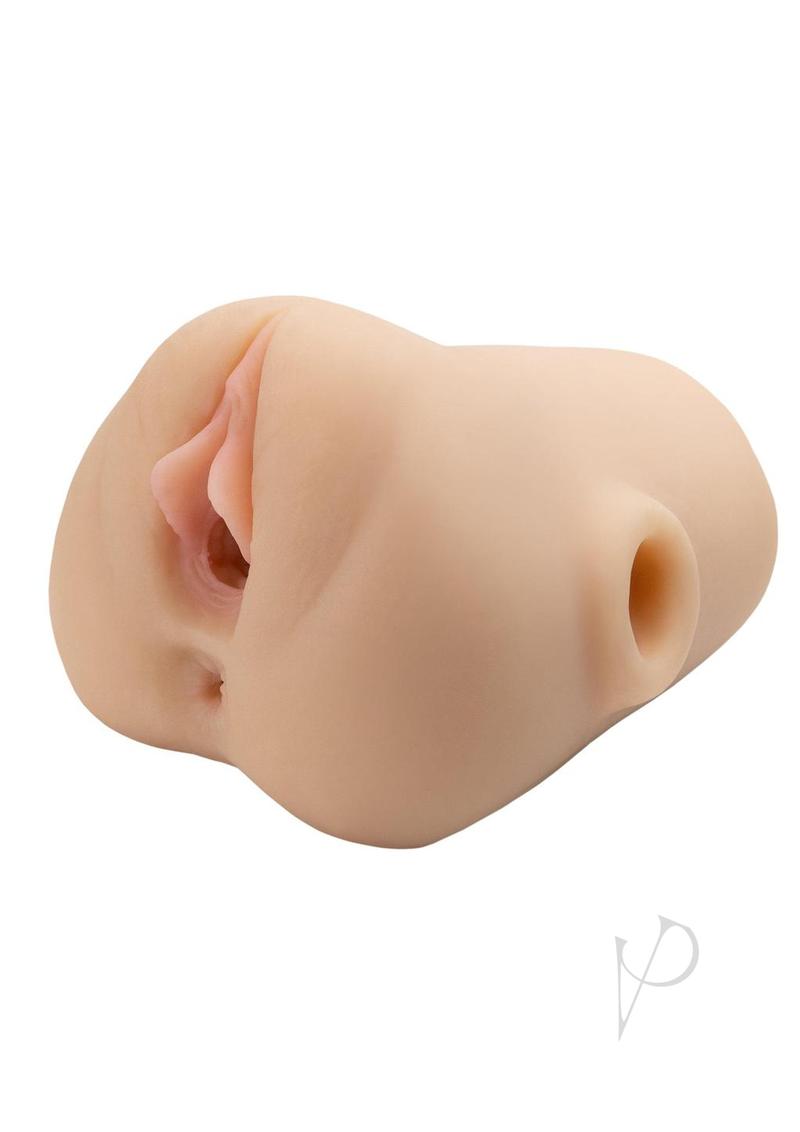 PDX Plus Double Pounder Vibrating Squeeze Stroker - Pussy and Ass - Vanilla