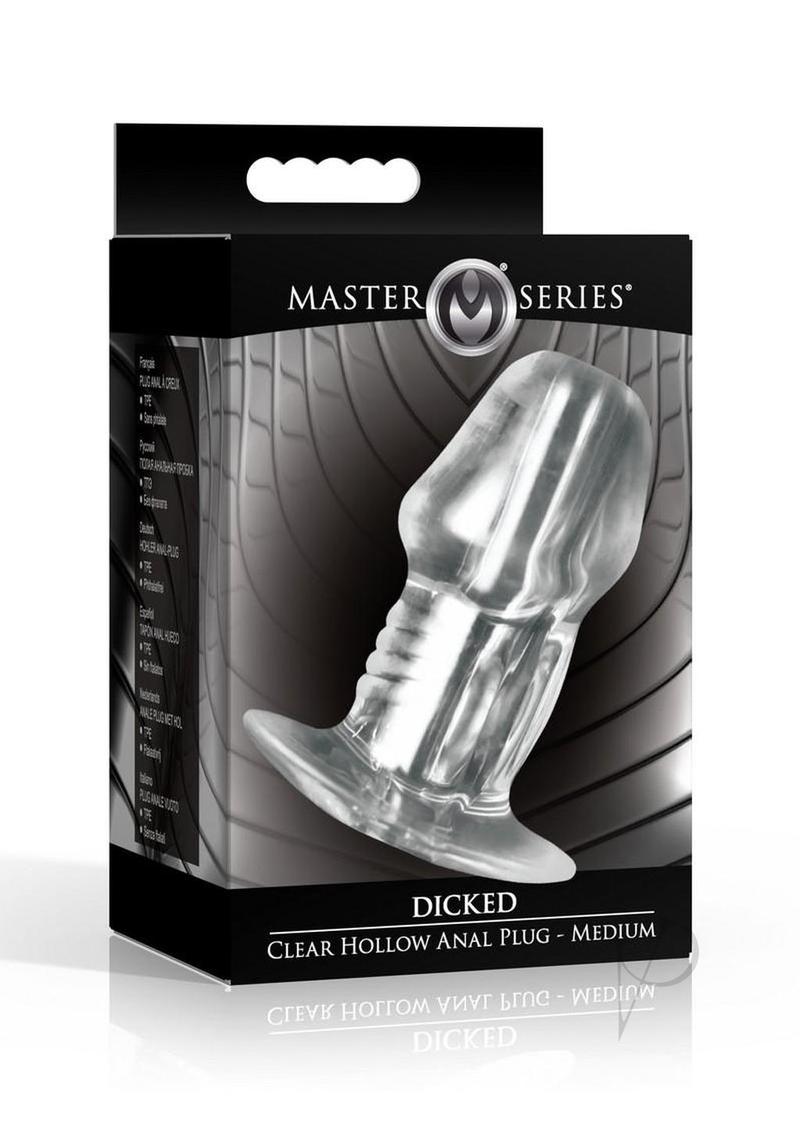 Master Series Dicked Hollow Anal Plug - Medium - Clear