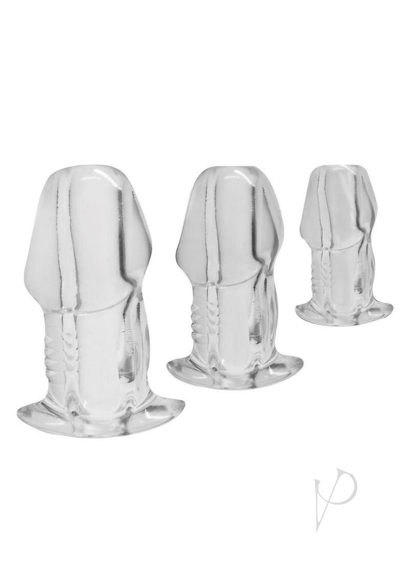 Master Series Dicked Hollow Anal Plug Set (3 Piece) - Clear